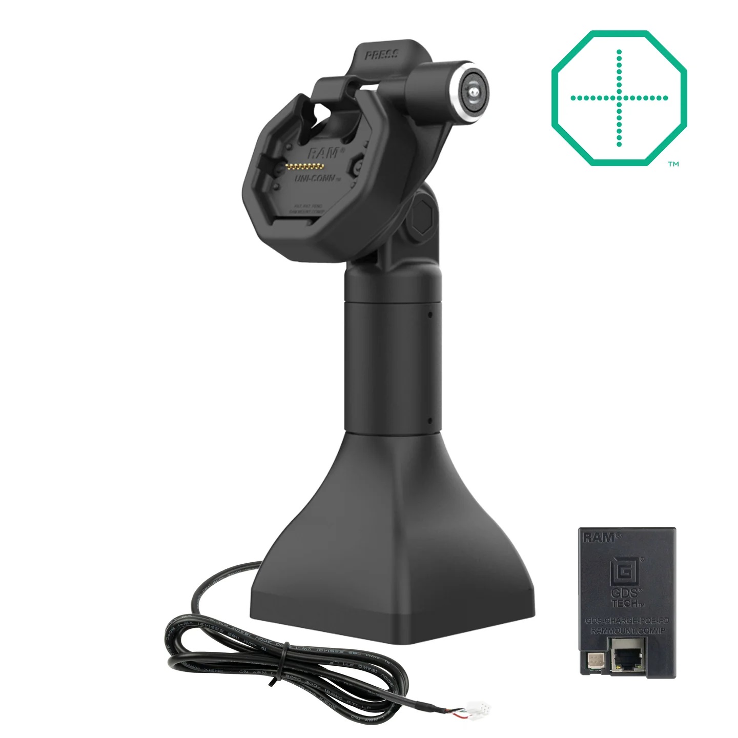 RAM-GDS-DOCKLR-D11-7-U3E GDS® Uni-Conn™ Pedestal Dock 7", abschließbar, Tilt & Twivel-Gelenk, mit PoE 2