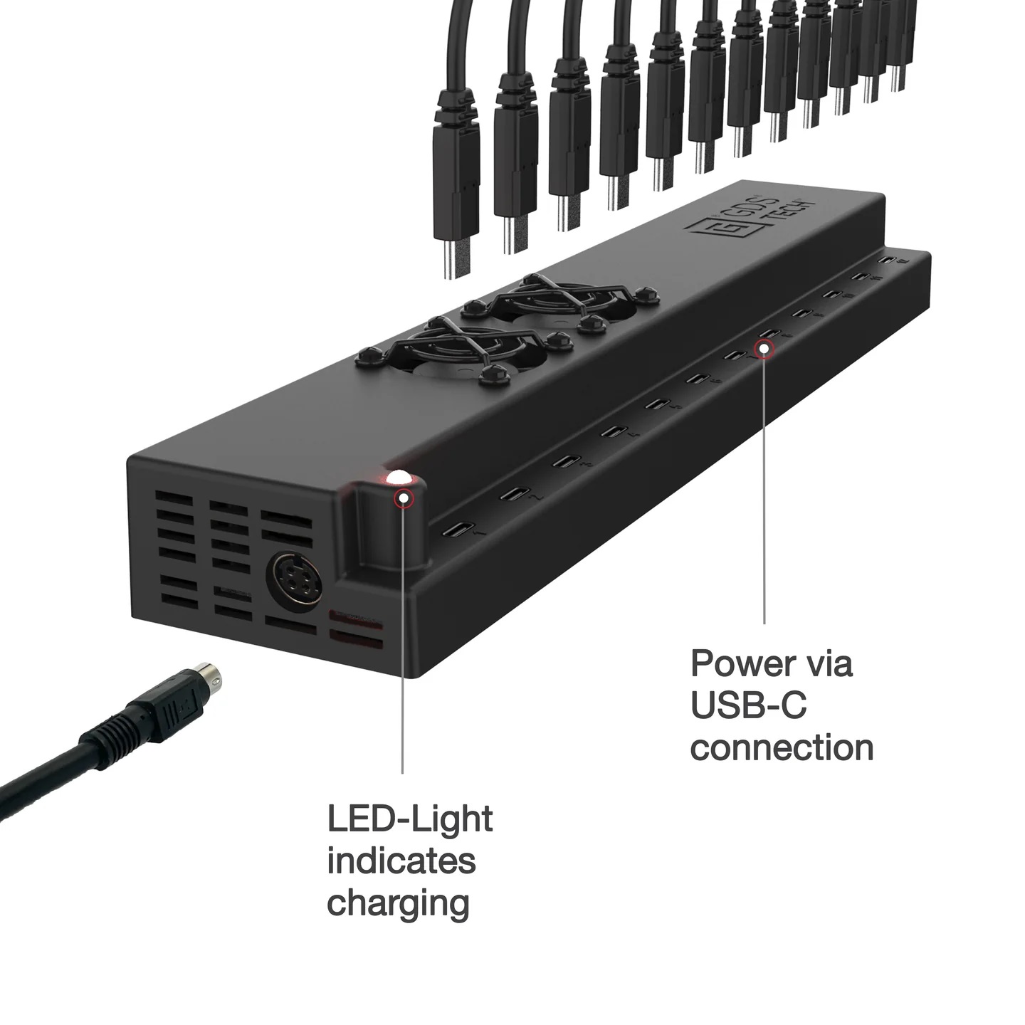 Ram Mounts GDS 12-Port 300 Watt USB-C Wall Charger for Office and Home