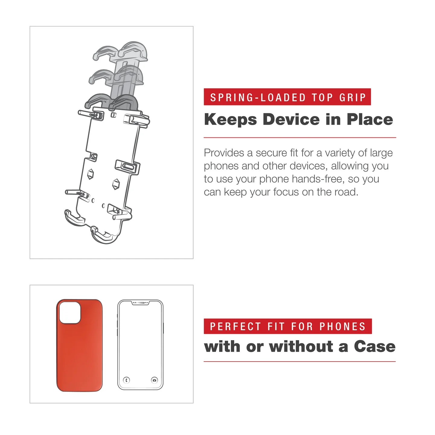 RAM-B-149Z-A-PD4U Quick-Grip XL für große Smartphones - Bügelschelle 0,5-1,25", kurzer Arm 19