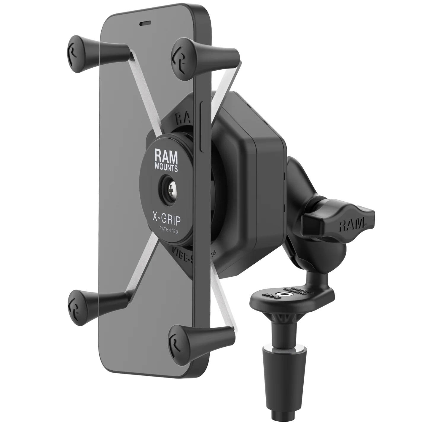 RAM-B-176-A-UN10-462 Large-X-Grip®Motorradhalterung - Gabelschaftbasis, Socket Arm kurz, Vibe-Safe™ 0
