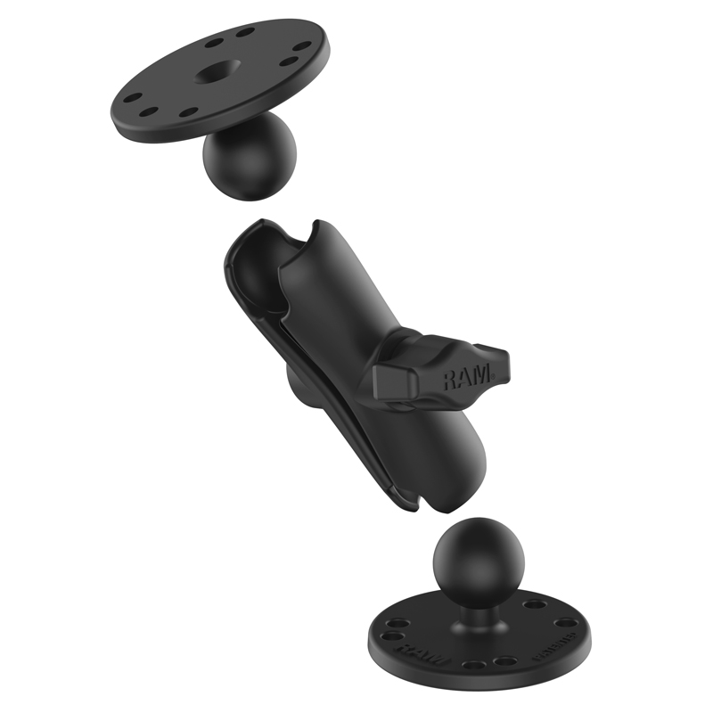 RAM-B-101U Doppel-Kugelhalterung mittellang mit 2 x Round Base aus Aluminium 2